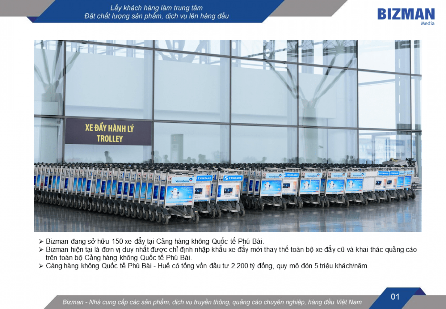 quảng cáo xe đẩy sân bay Phú Bài